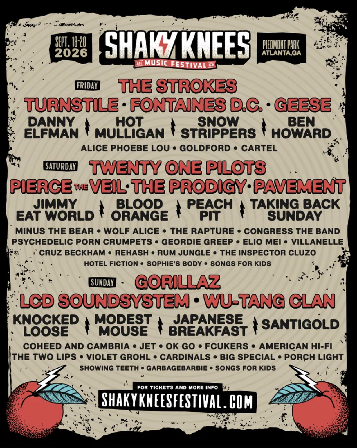 Poster for Shaky Knees Music Festival 2026